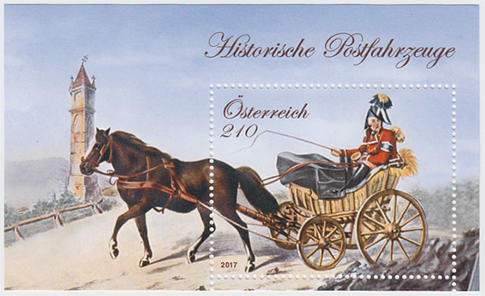 オーストリア 2017年昔の郵便馬車・小型シート - 日本切手・外国切手の