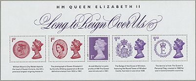 エリザベス女王在位最長記念・ミニチュアシート