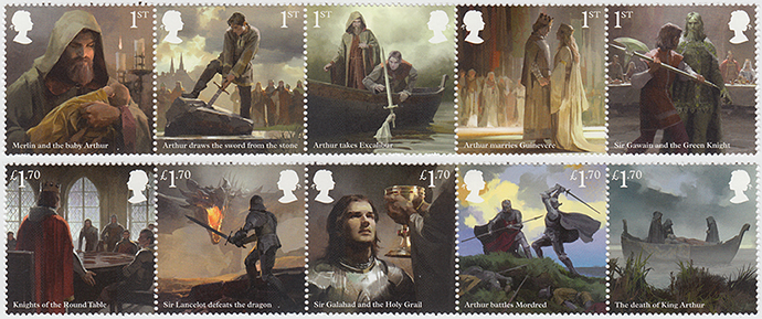 イギリス 2021年アーサー王伝説10種(5連x2) - 日本切手・外国切手の販売・趣味の切手専門店マルメイト