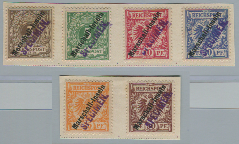 マーシャル諸島 1897年ドイツ切手加刷6種・specimen - 日本切手・外国