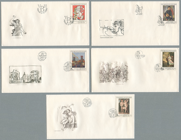 美術切手５種貼（５通組）
