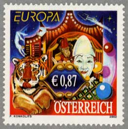 オーストリア2002年ヨーロパ切手サーカス