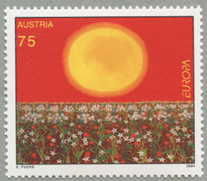 2004年ヨーロッパ切手Eva Fuchs画「花畑」