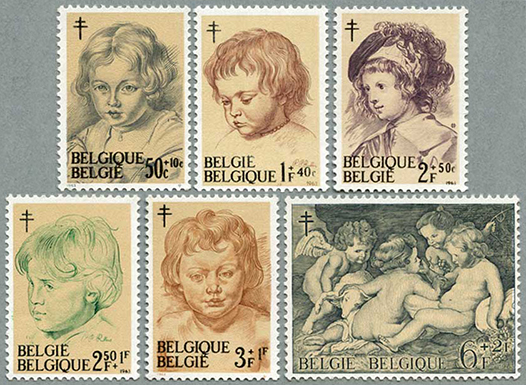 ベルギー1963年ルーベンスの描く子供と天使6種