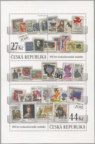 チェコ共和国 2018年切手100年小型シート