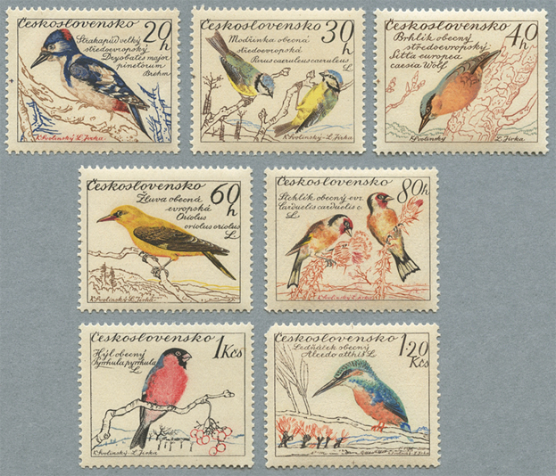 チェコスロバキア 1959年鳥７種 ※少難品 - 日本切手・外国切手の販売