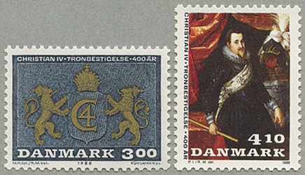 デンマーク 19年クリスチャン4世王協会400年2種 日本切手 外国切手の販売 趣味の切手専門店マルメイト