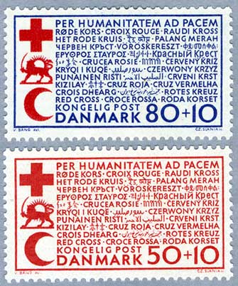 デンマーク1966年32言語で記された赤十字2種
