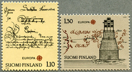 フィンランド1979年ヨーロッパ切手 光通信など2種