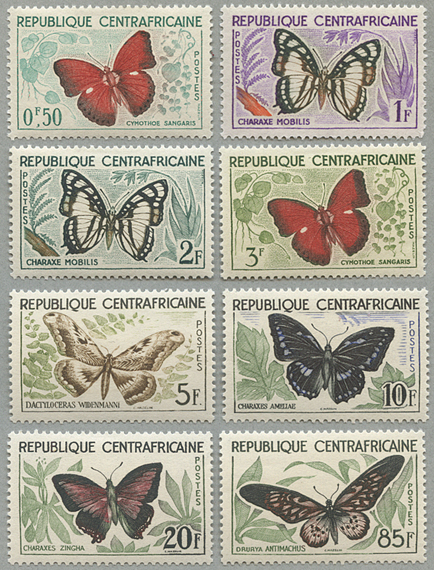 中央アフリカ 1960年蝶8種 - 日本切手・外国切手の販売・趣味の切手 