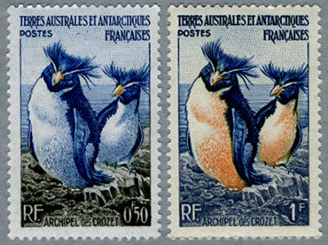 仏領南極 1956年ロックホッパーペンギン2種 日本切手 外国切手の販売 趣味の切手専門店マルメイト