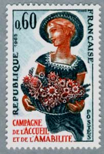 1965年花かごを持つ女性