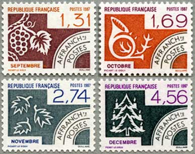 フランス1987年プリキャンセル12ヶ月シリーズ9月から12月