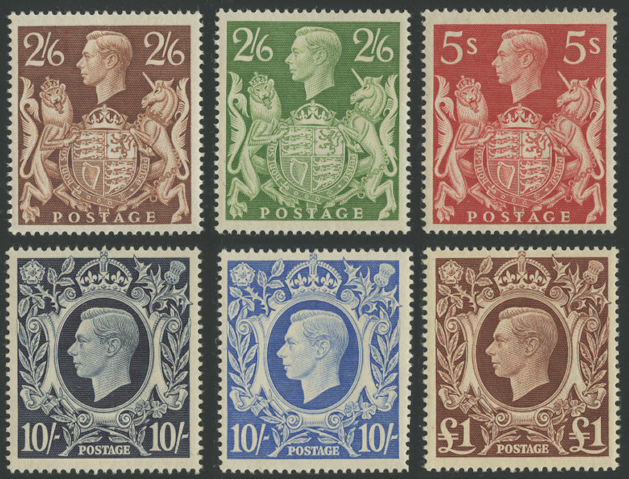 イギリス 1939-48年普通切手・高額図案6種(LH) - 日本切手・外国切手の販売・趣味の切手専門店マルメイト