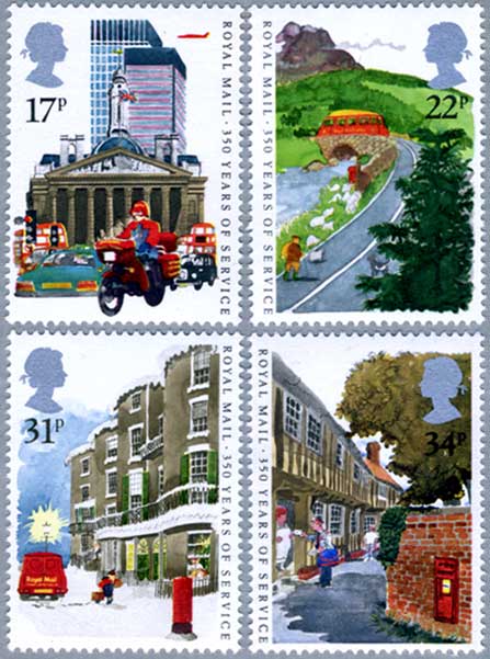 イギリス1985年郵便350年4種