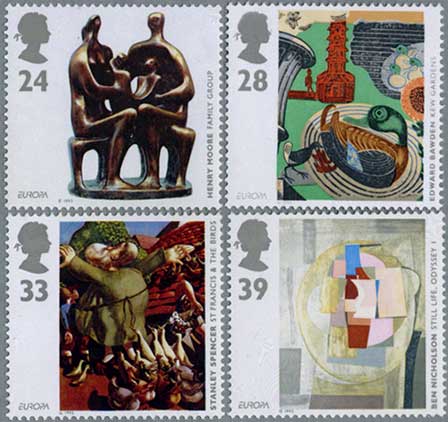 イギリス1993年ヨーロッパ切手 美術4種