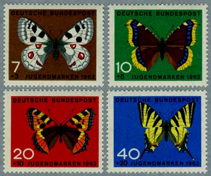 西ドイツ1962年蝶4種