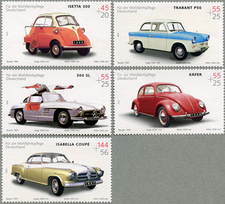 ドイツ 2002年1950年、60年代のドイツ車5種 - 日本切手・外国切手の 