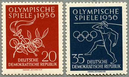 東ドイツ 1956年メルボルンオリンピック2種 日本切手 外国切手の販売 趣味の切手専門店マルメイト