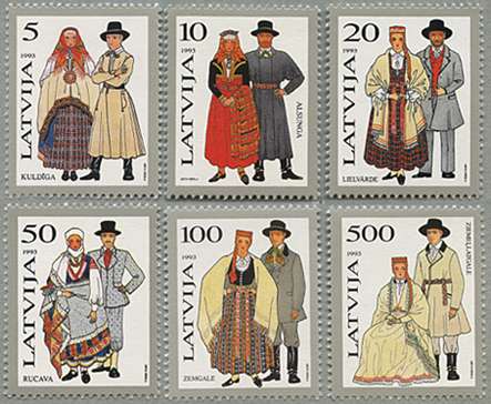ラトビア 1993年民族衣装6種 日本切手 外国切手の販売 趣味の切手専門店マルメイト