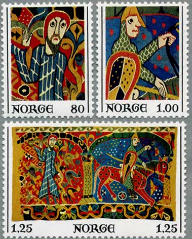 ノルウェー1976年13世紀のバルディショールのタペストリー3種