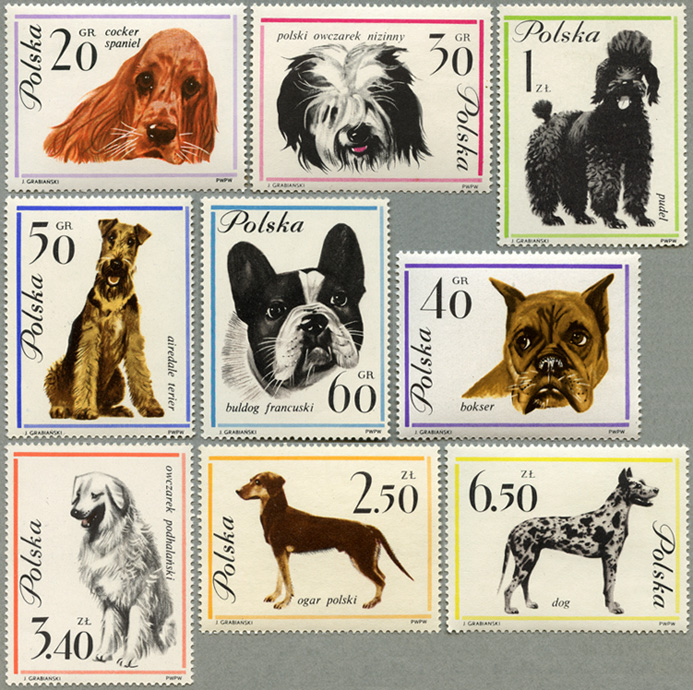 ポーランド 1963年犬9種 日本切手 外国切手の販売 趣味の切手専門店マルメイト