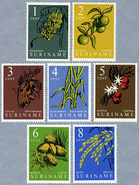 スリナム1961年農作物7種