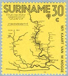スリナム1971年William Moggeの地図
