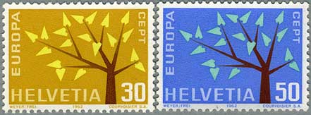 スイス1962年 ヨーロッパ切手2種