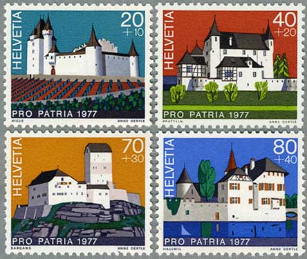 スイス1977年スイスの城4種