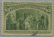 アメリカ 1893年世界コロンブス博覧会３ドル - 日本切手・外国切手の 