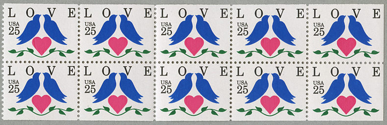 愛の切手 2羽のインコ切手帳ペーン
