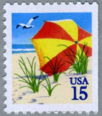 アメリカ1990年切手帳単片ビーチパラソル