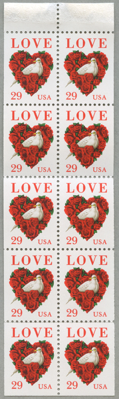 LOVE バラとハト切手帳ペーン